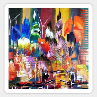 City of London Skyline Abstract Painting 795 Sticker